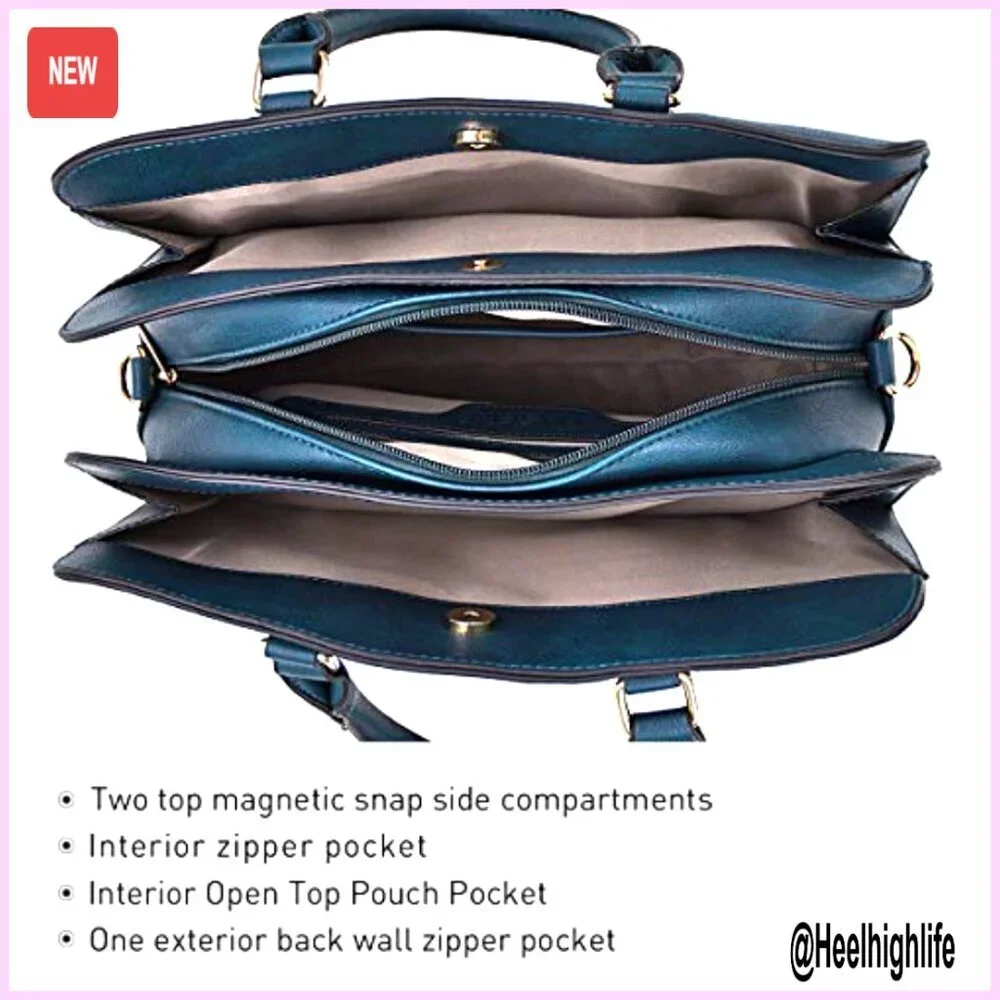 Vegan Leather Hobo Bag Set with 3 Compartments and Adjustable Strap